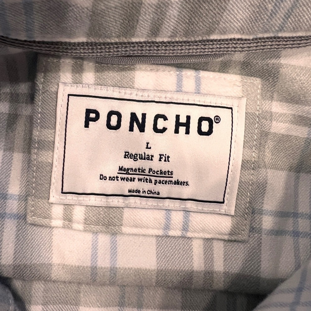 Poncho Flannel The Snow Cat Magnetic Pocket Fishing Shirt Regular Fit Large - Picture 5 of 10